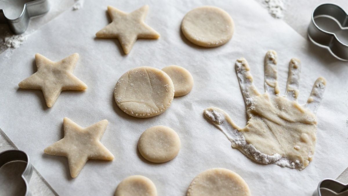 raw dough in forms of cookies