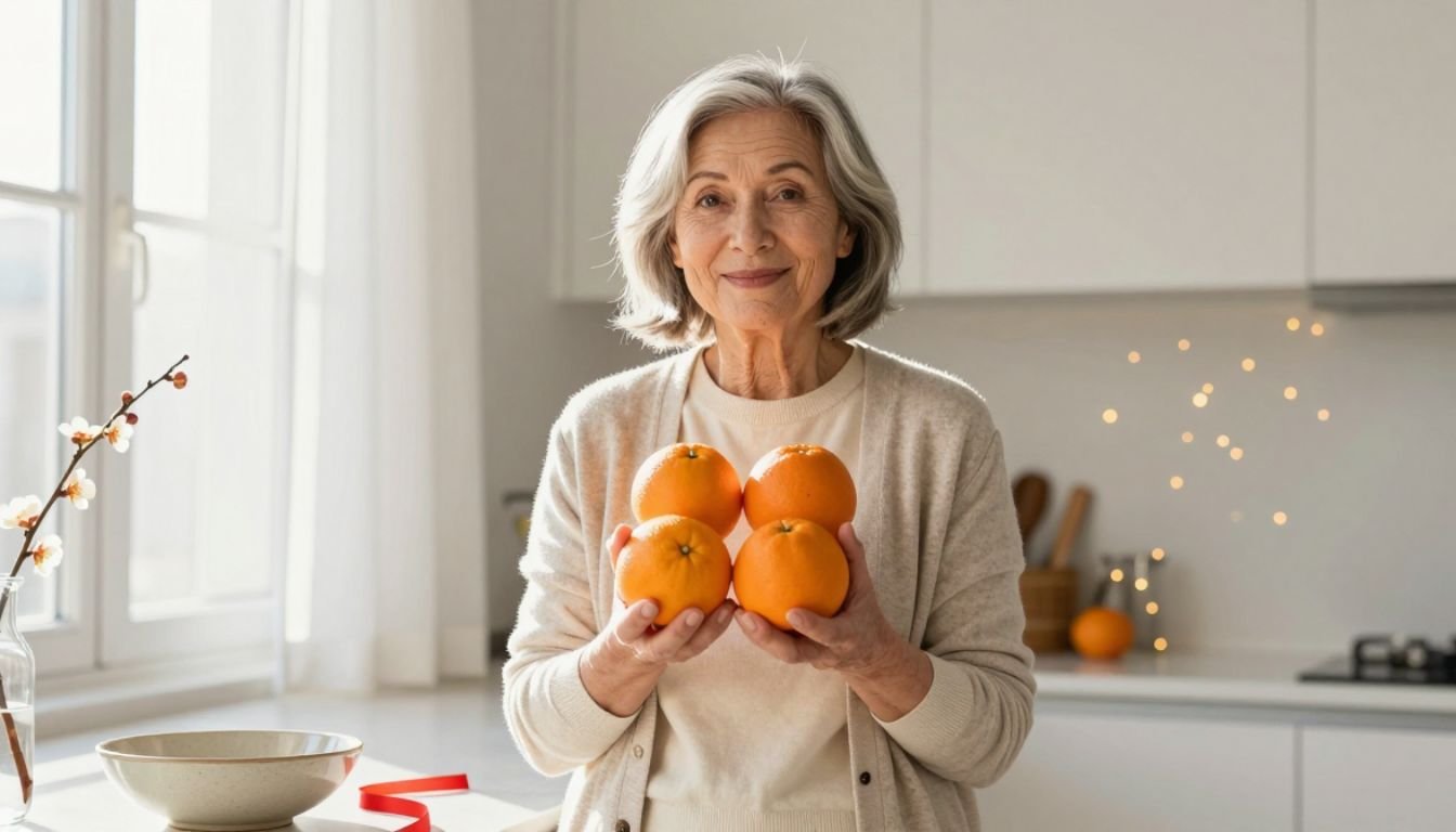 woman with 4 oranges