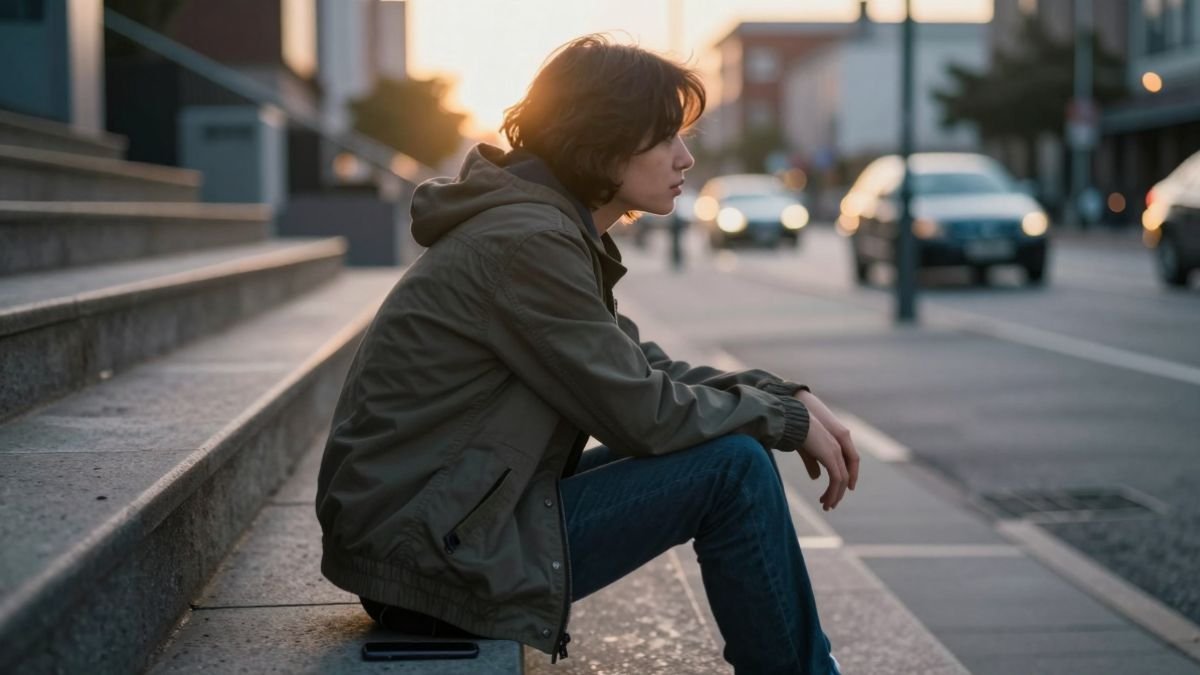 young woman sitting outside